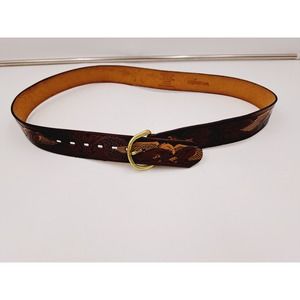 Vtg Wrangler Cowboy Western Brown Black Bald Eagle Tooled embossed leather 38
